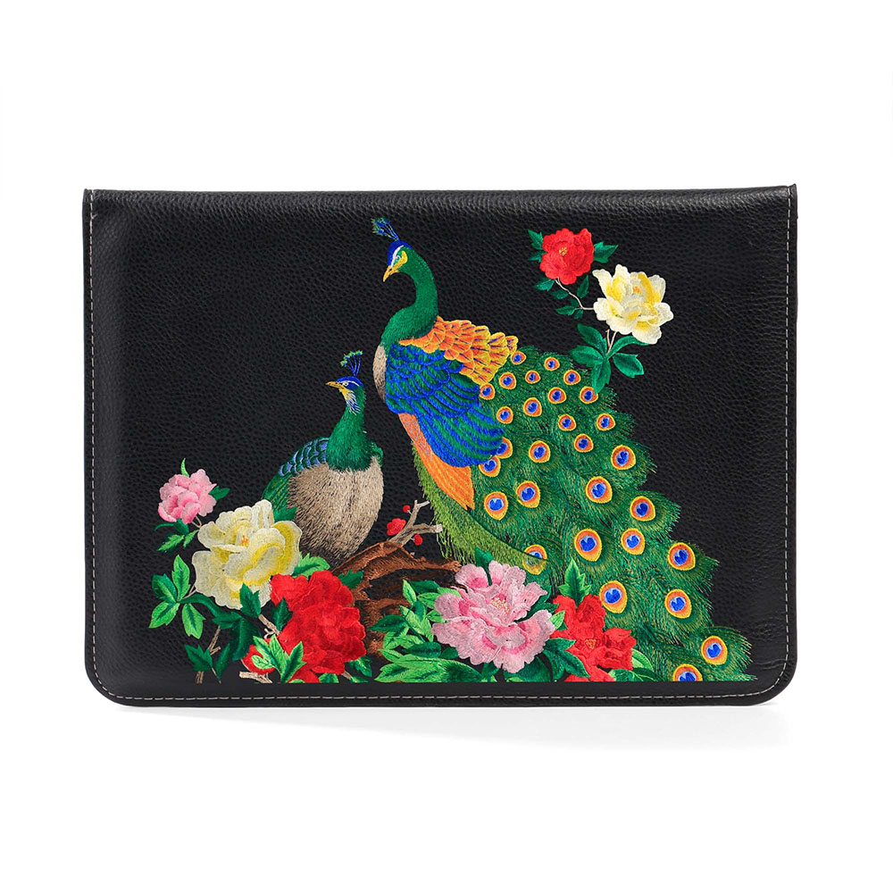 PEACOCK EMBROIDERY LEATHER SLEEVE