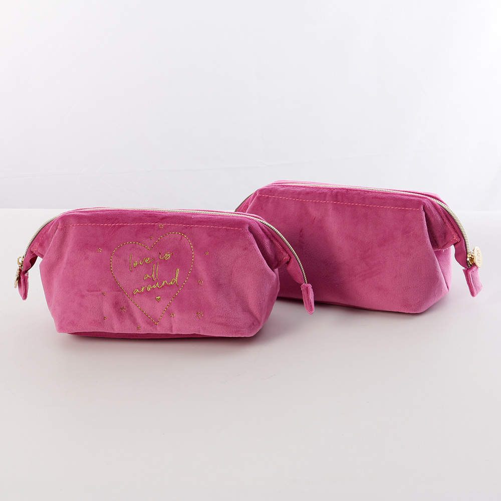 gold threads embroidery flat open pouch