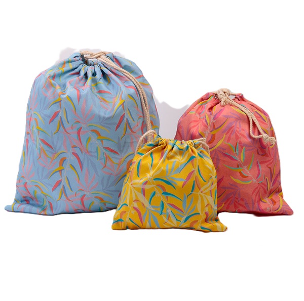 leaves heat trans printing drawstring bags
