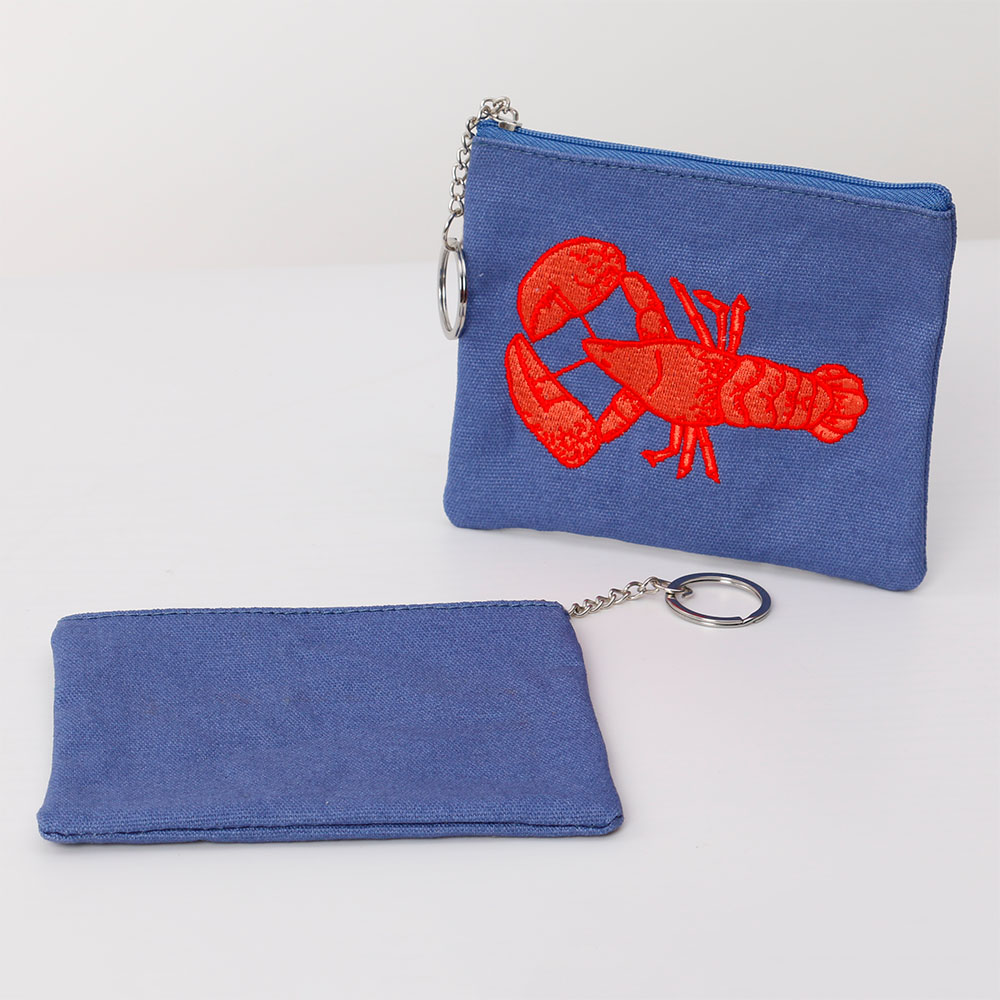 lobster embroidery keychain pouch