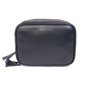 Black-PU-Leather-Mens-Toiletry-Organizer-Front-View