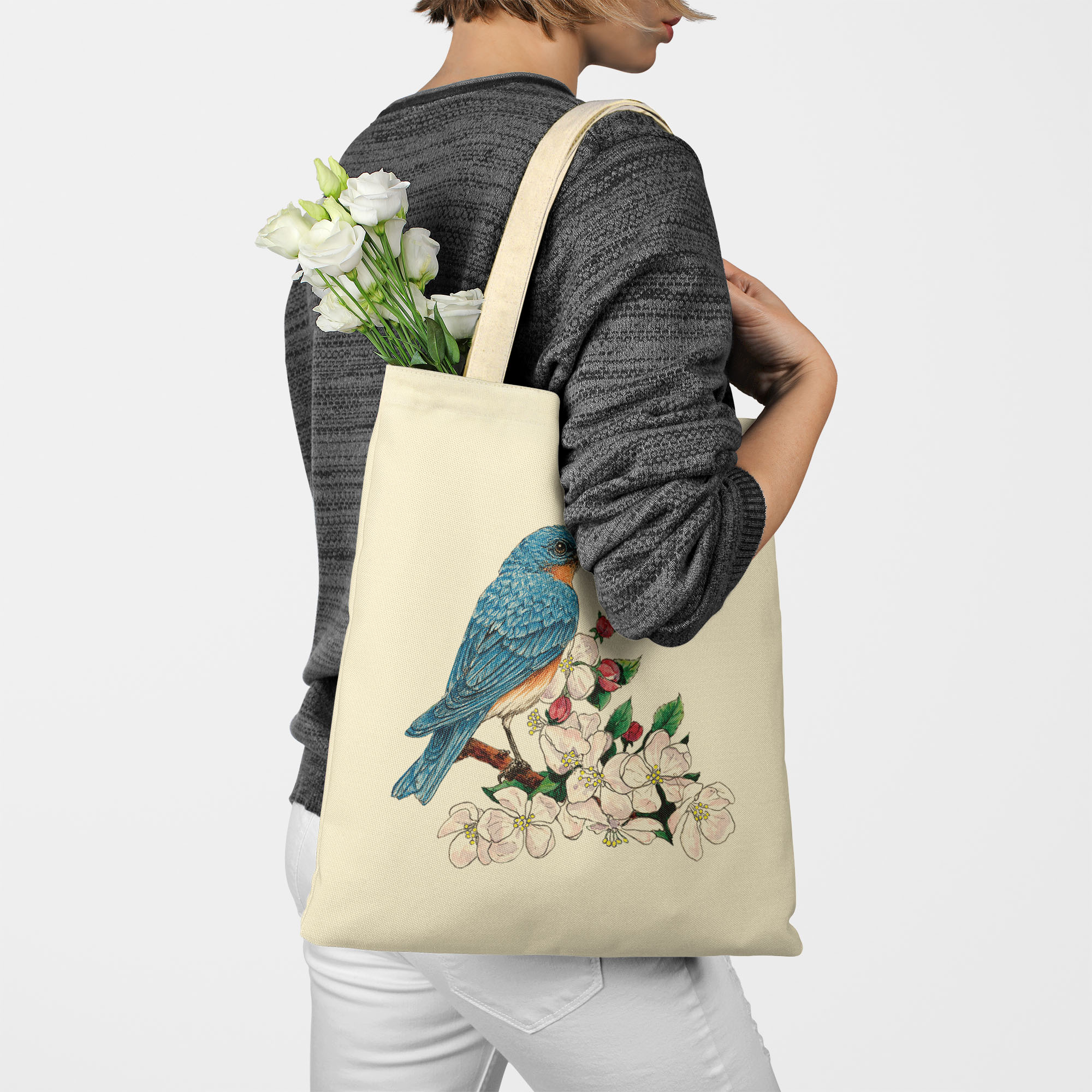 Canvas Leather Handle Tote Shopper - Image 3