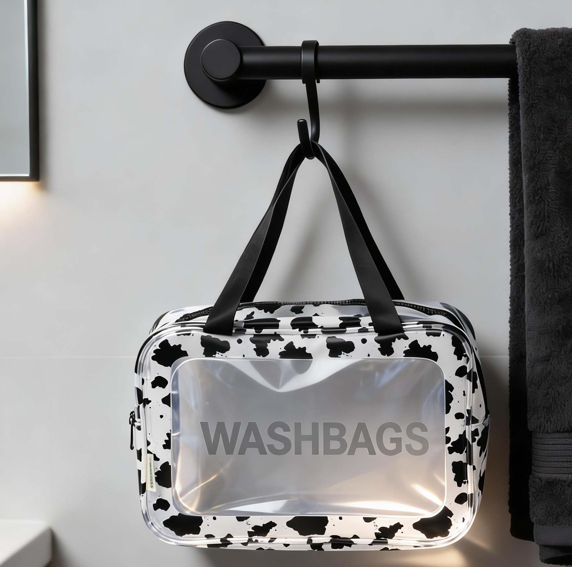 Cosmetic bag brown leopard print with wrist strap set of 6 low MOQ