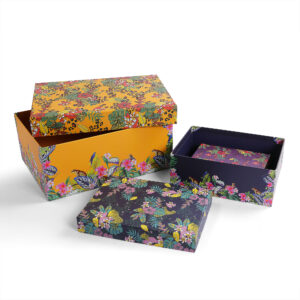 Set of 3 Decorative Cardboard Nesting Gift Boxes with Lids