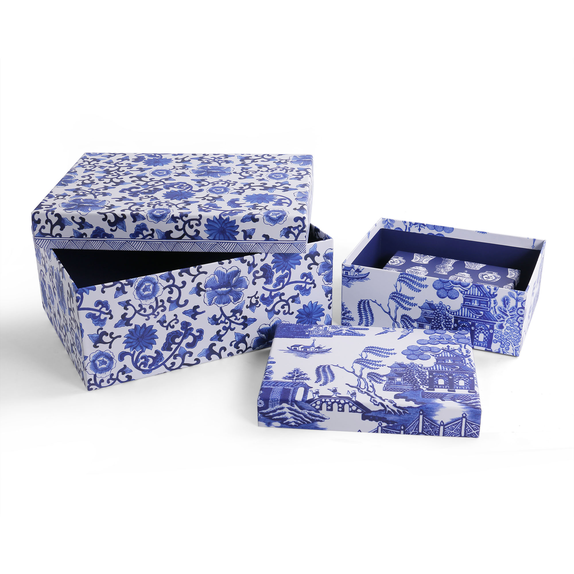 Set of 3 Decorative Cardboard Nesting Gift Boxes with Lids - Image 2
