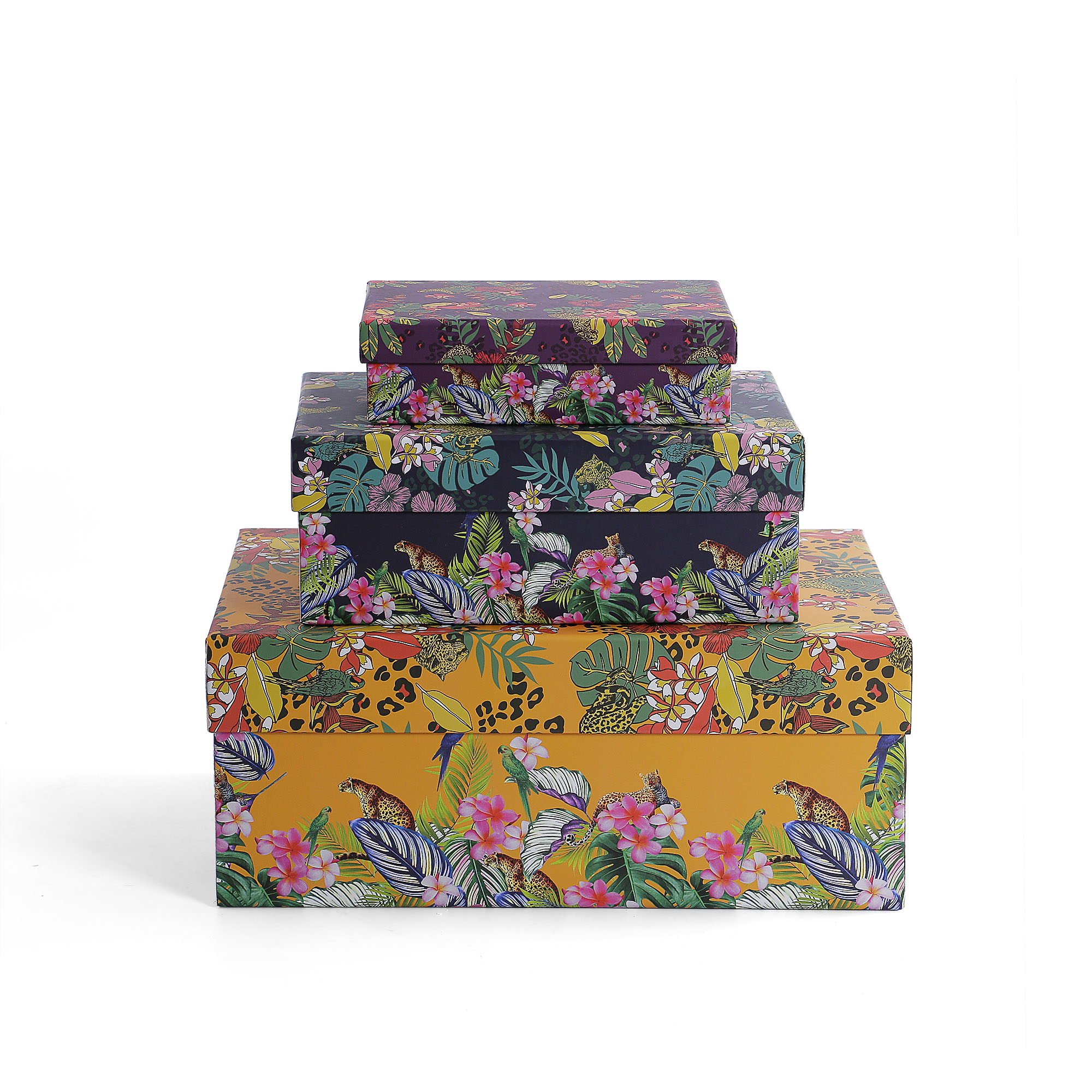 Set of 3 Decorative Cardboard Nesting Gift Boxes with Lids - Image 3