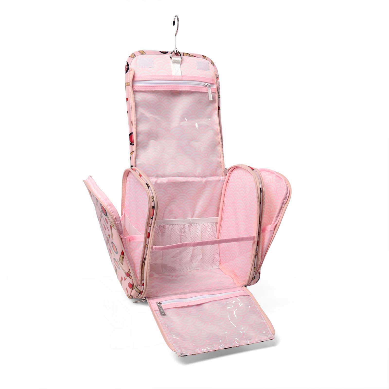 Multi-compartment interior of print&embroider bags travel organizer bag