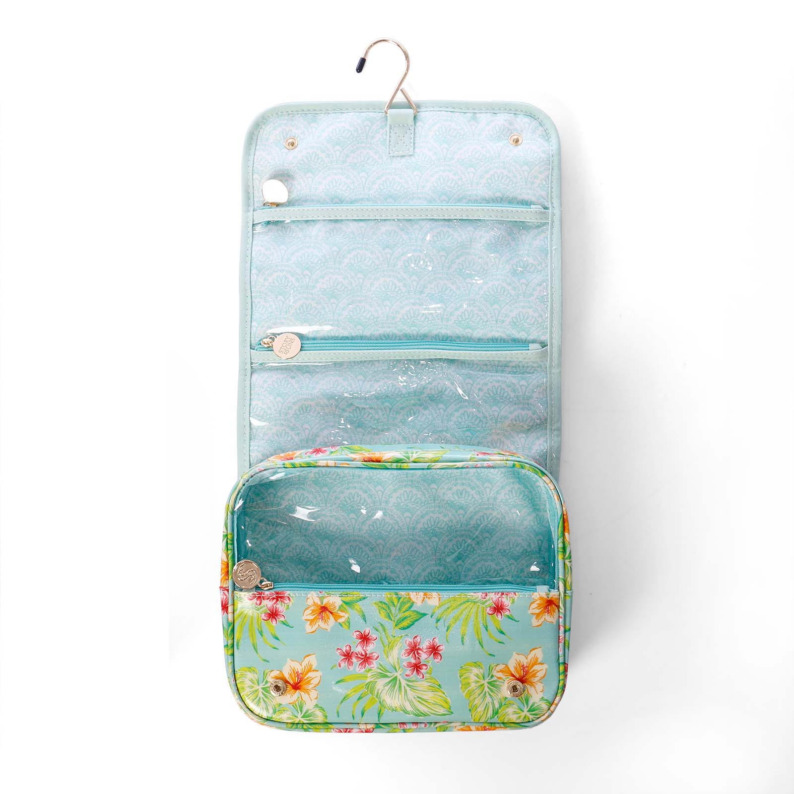 1.Hanging toiletry bag with custom print and waterproof compartments