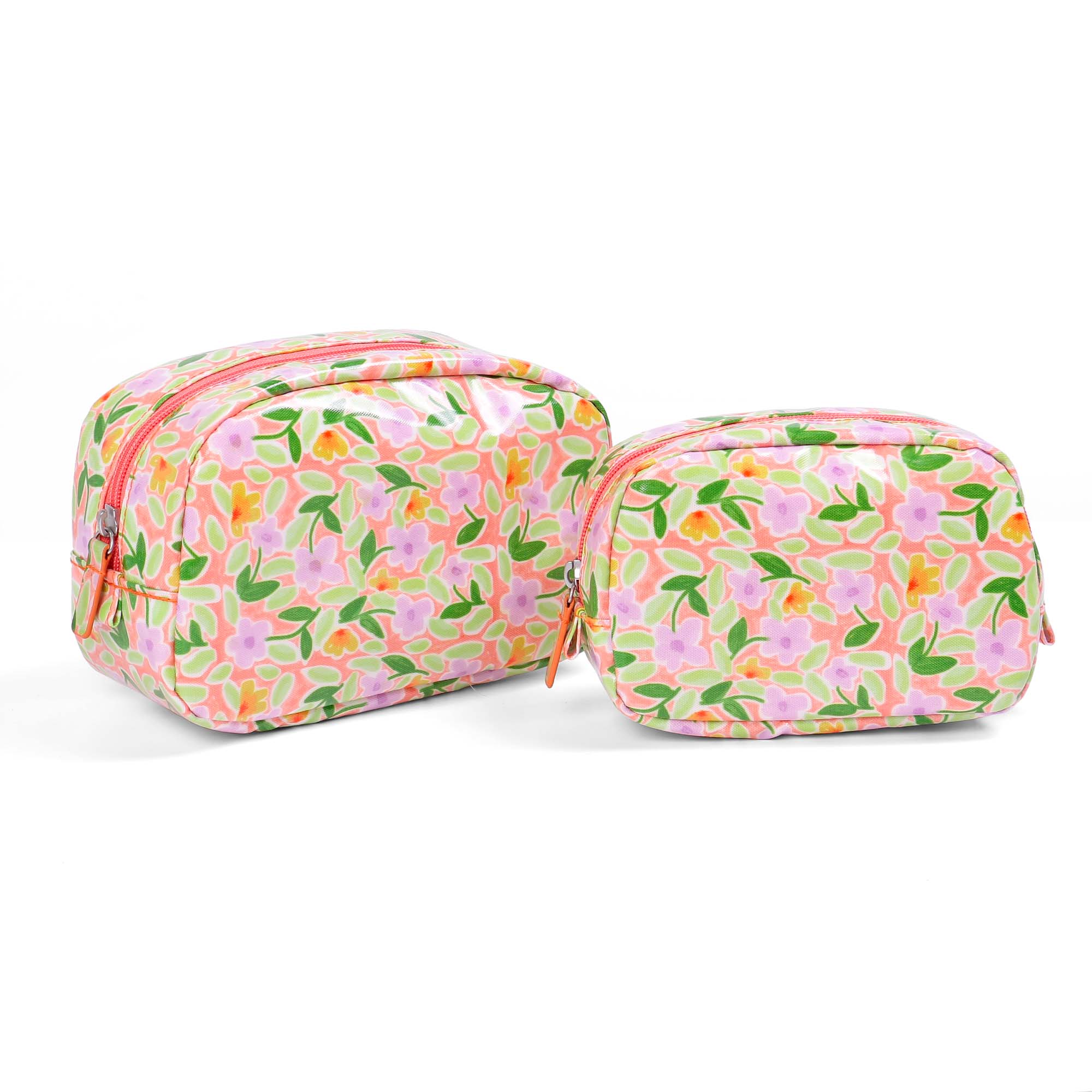 oil cloth cosmetic bag with ditsy floral print