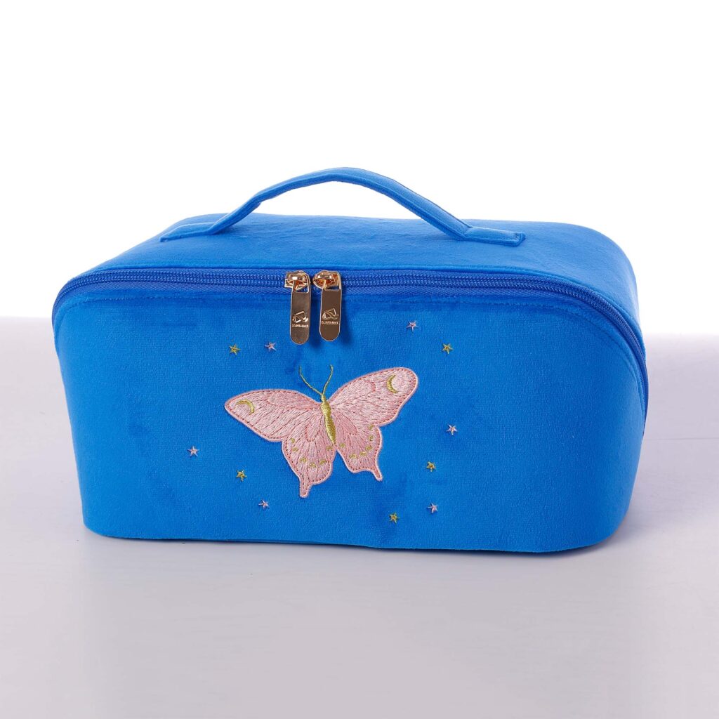makeup bag with butterfly embroidery