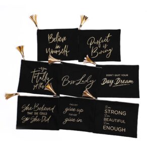 gold saying printed cotton flat pouch factory