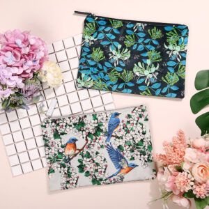 printed bee floral makeup flat pouch factory