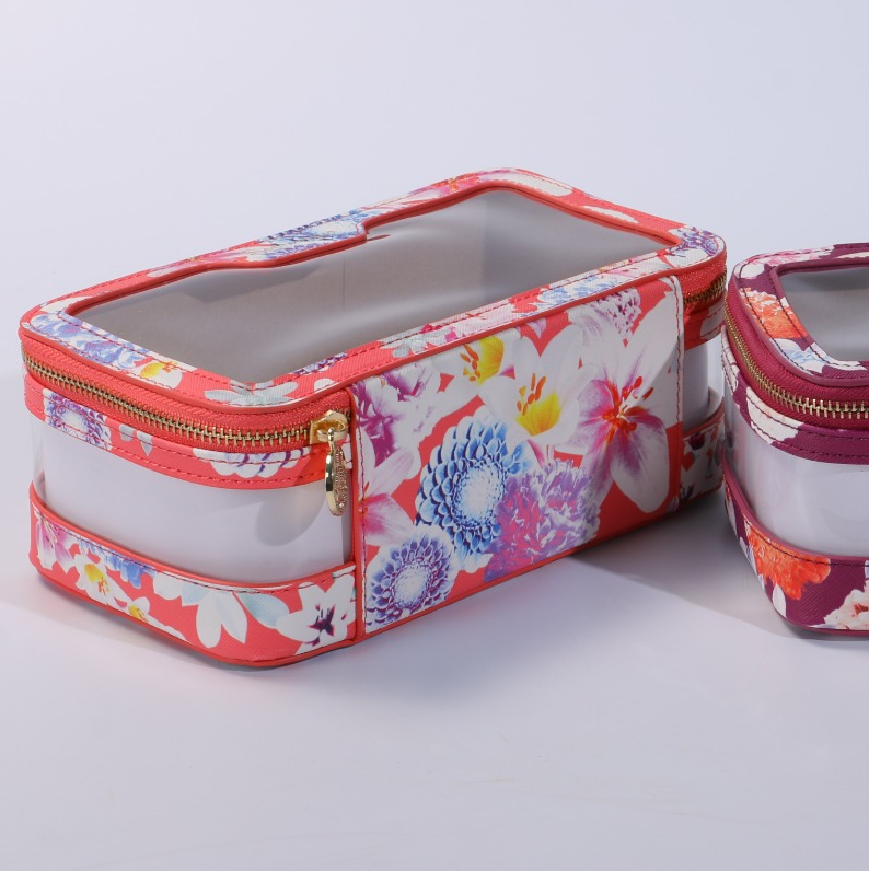 see through cosmetic bag with print