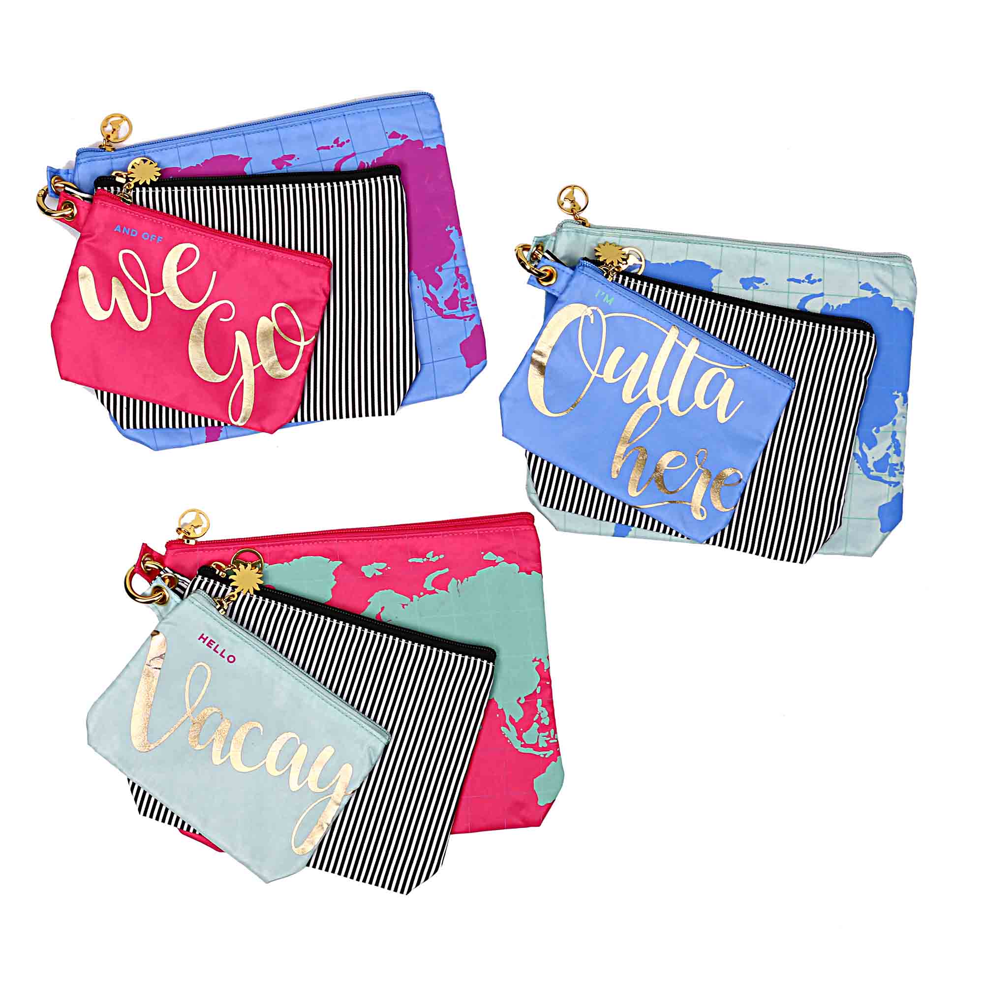 Set of 3 Printed Multi-Purpose Pouches Low MOQ Cosmetic Bag Production