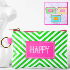 silk screen print coin purse patent leather
